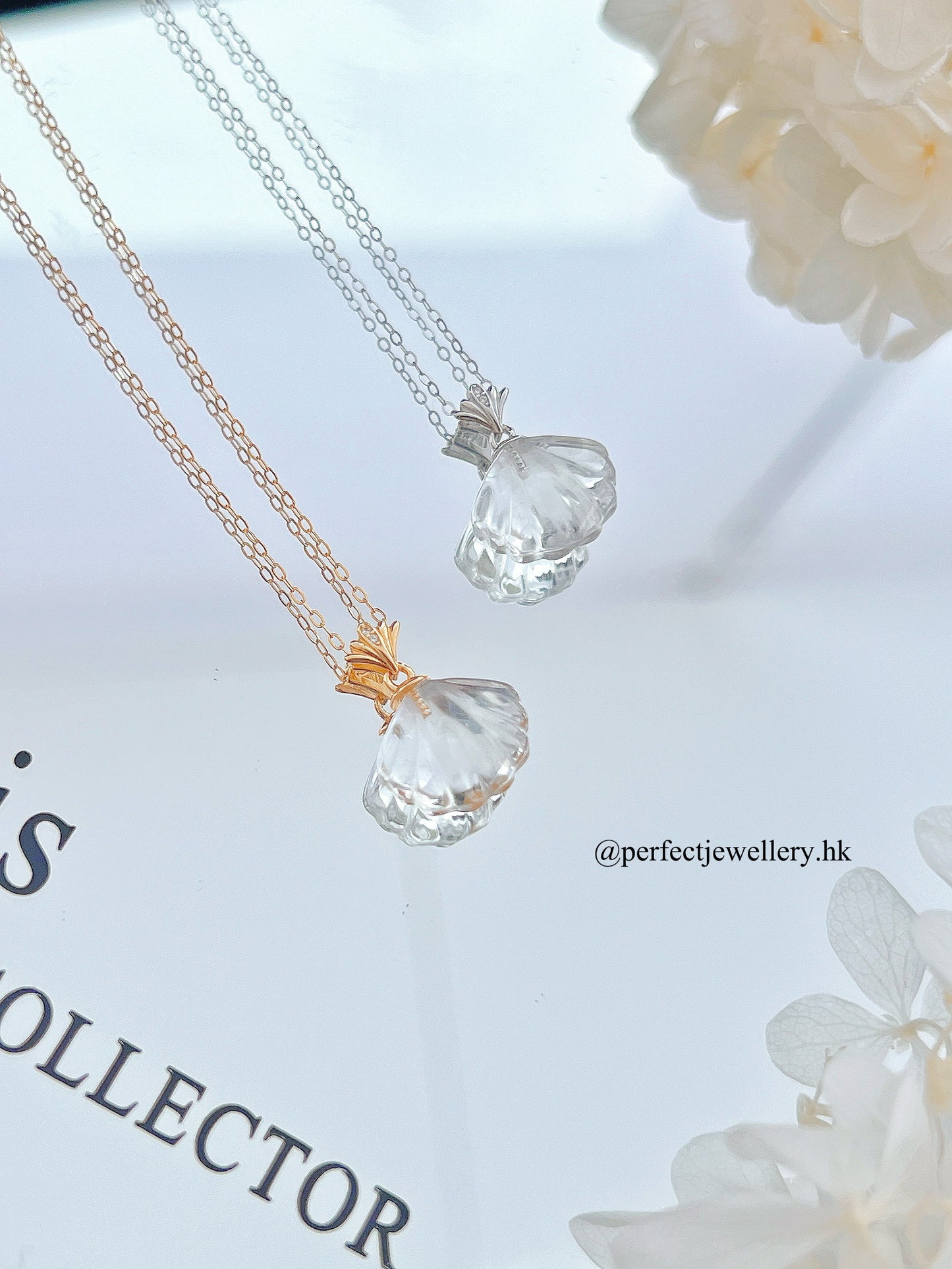 ✨🫧Clear Quartz Shell 🐚S925 Necklace ｜ 白水晶貝殼頸鏈✨