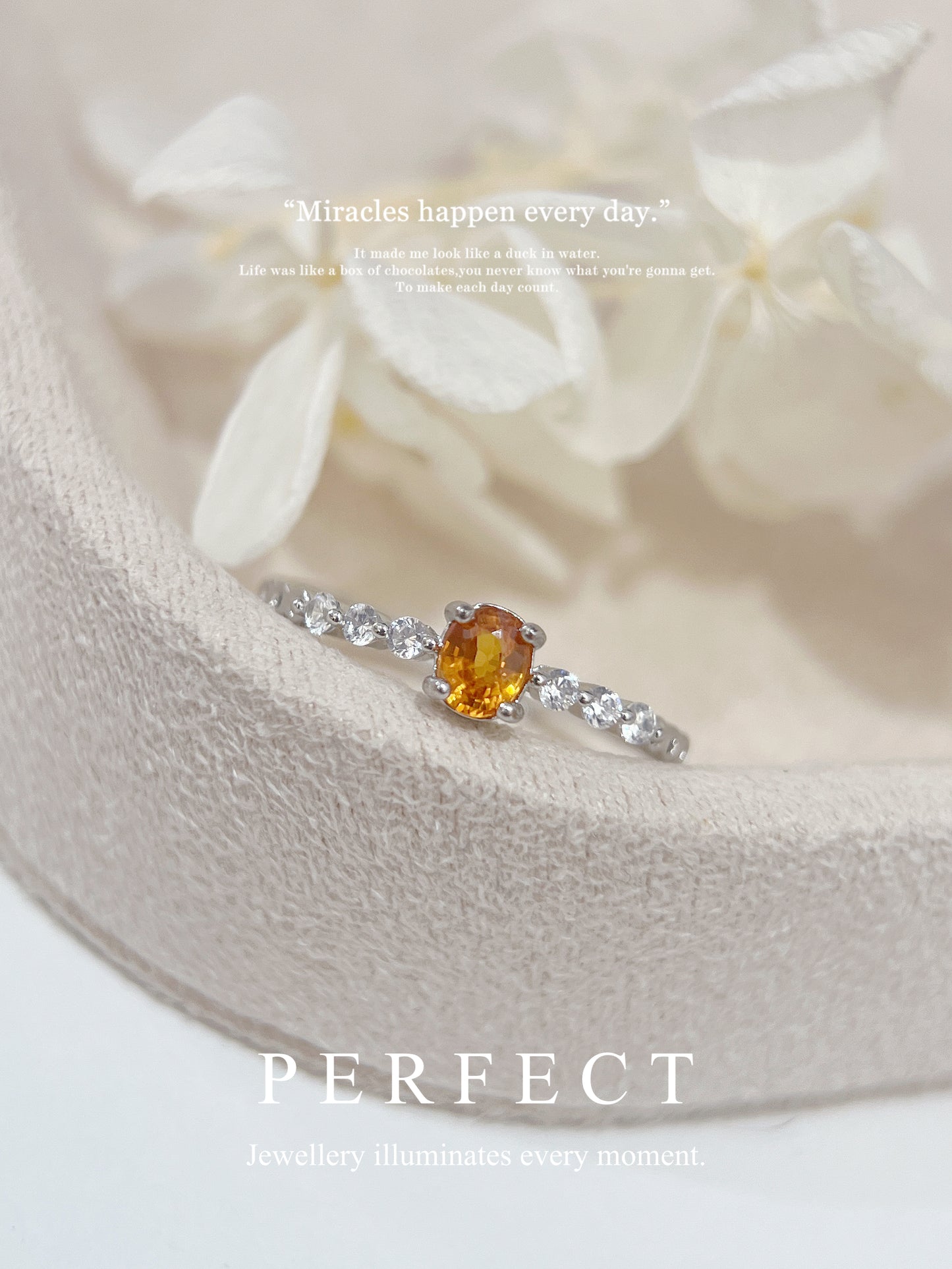 Orange Sapphire Brass Ring | 橙藍寶泡泡戒指🫧✨