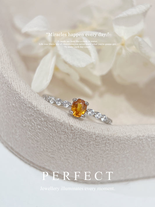 Orange Sapphire Brass Ring | 橙藍寶泡泡戒指🫧✨