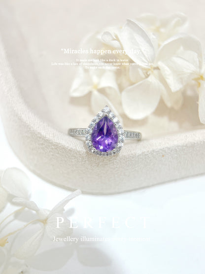✨3ct Amethyst Brass Ring | 紫水晶🔮水滴圍鑲戒指✨