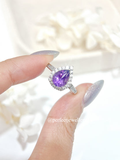 ✨3ct Amethyst Brass Ring | 紫水晶🔮水滴圍鑲戒指✨