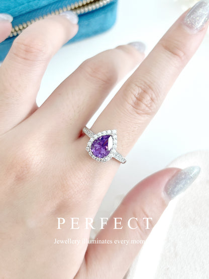 ✨3ct Amethyst Brass Ring | 紫水晶🔮水滴圍鑲戒指✨