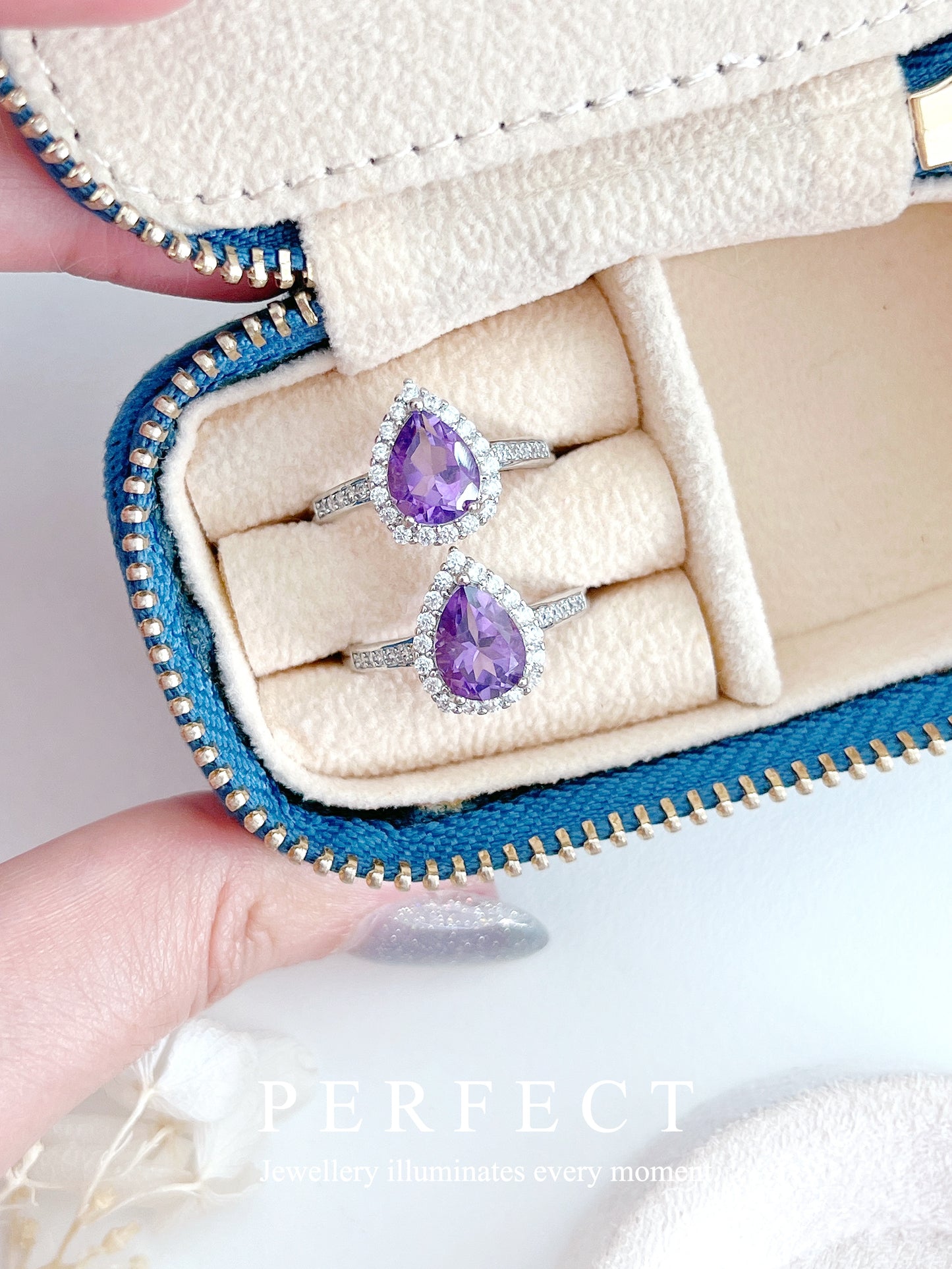 ✨3ct Amethyst Brass Ring | 紫水晶🔮水滴圍鑲戒指✨