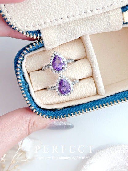 ✨3ct Amethyst Brass Ring | 紫水晶🔮水滴圍鑲戒指✨