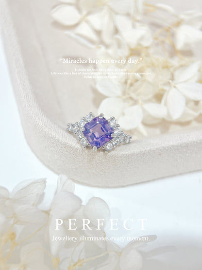 ✨3ct Amethyst Brass Ring | 紫水晶🔮菱形戒指✨
