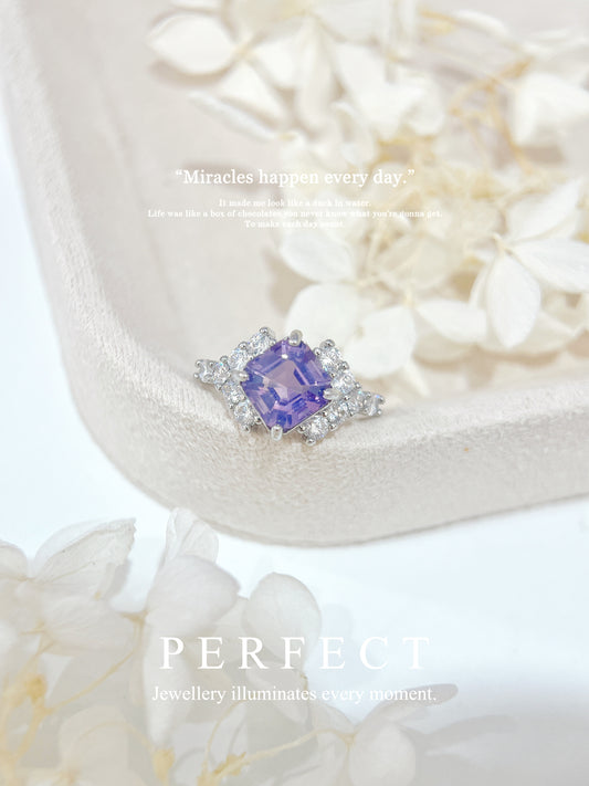 ✨3ct Amethyst Brass Ring | 紫水晶🔮菱形戒指✨