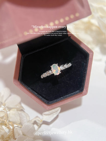 ✨🌈Oval Cut Opal Brass Ring | 天然超彩色澳寶戒指✨