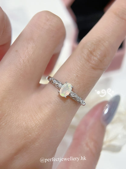 ✨🌈Oval Cut Opal Brass Ring | 天然超彩色澳寶戒指✨