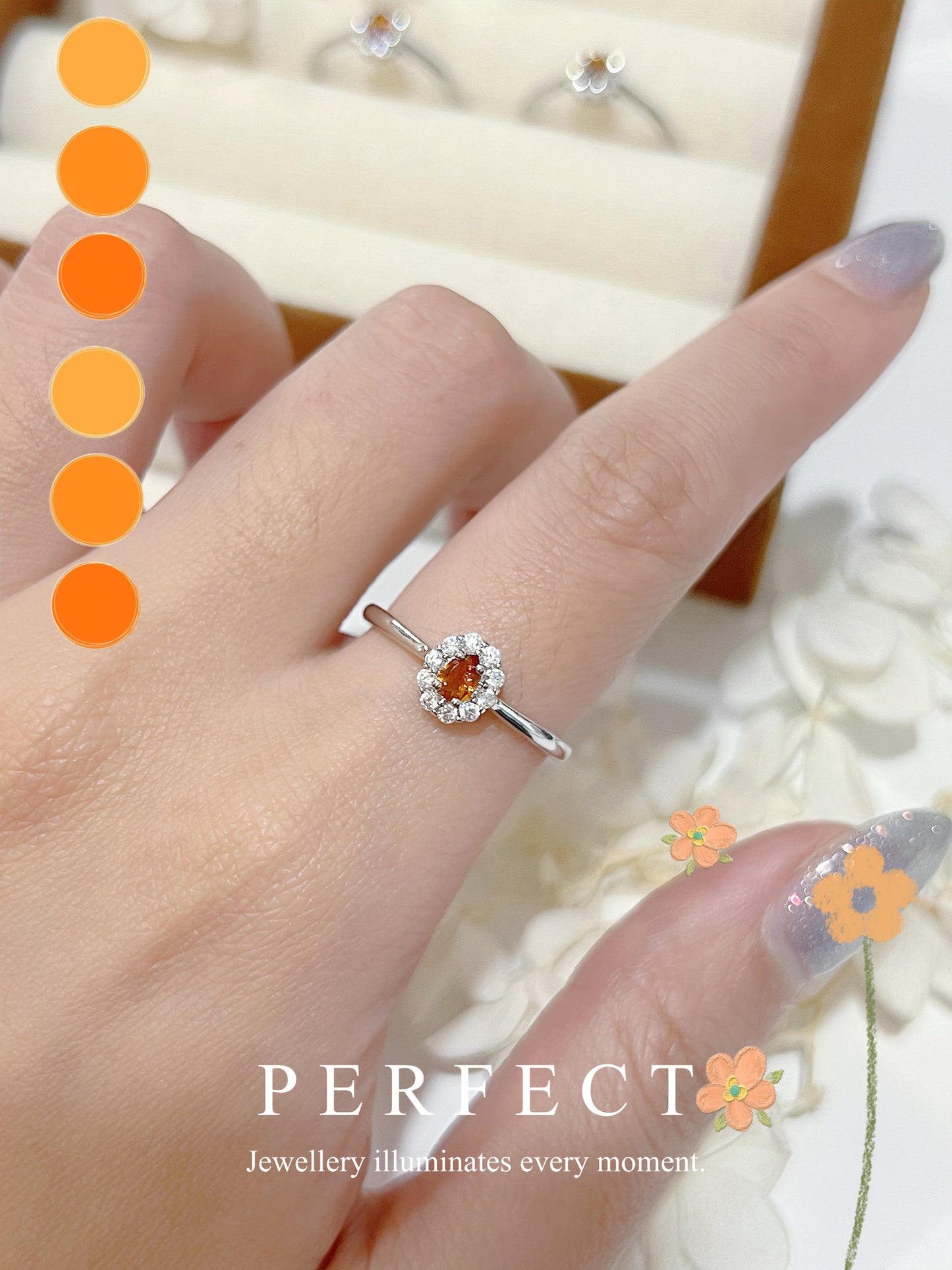 ✨🧃Fanta Garnet Brass Ring | 芬達石圍鑲戒指✨🍊