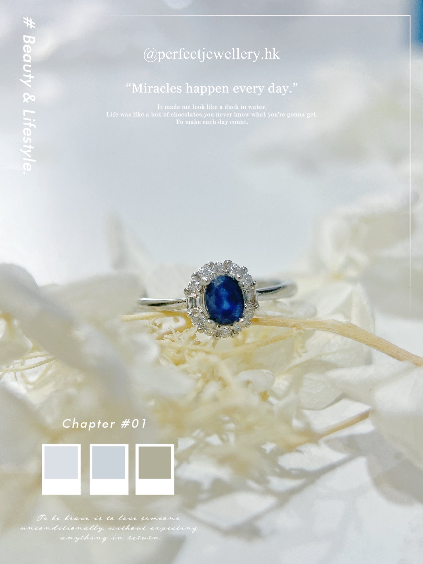 ✨Blue Sapphire Brass Ring | 藍寶石圍鑲戒指✨💙