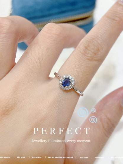 ✨Blue Sapphire Brass Ring | 藍寶石圍鑲戒指✨💙