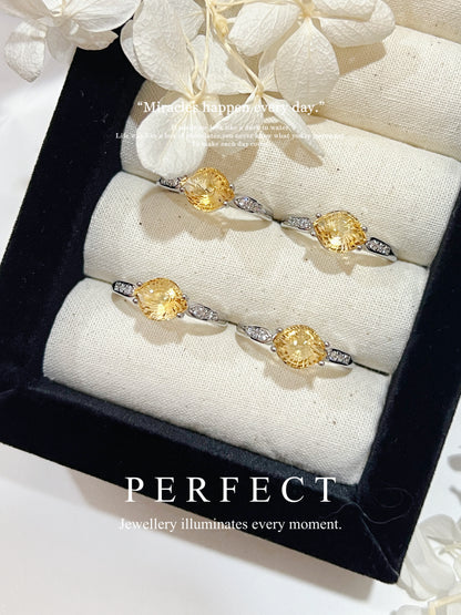 Citrine Brass Ring | 黃水晶煙花切戒指✨💛