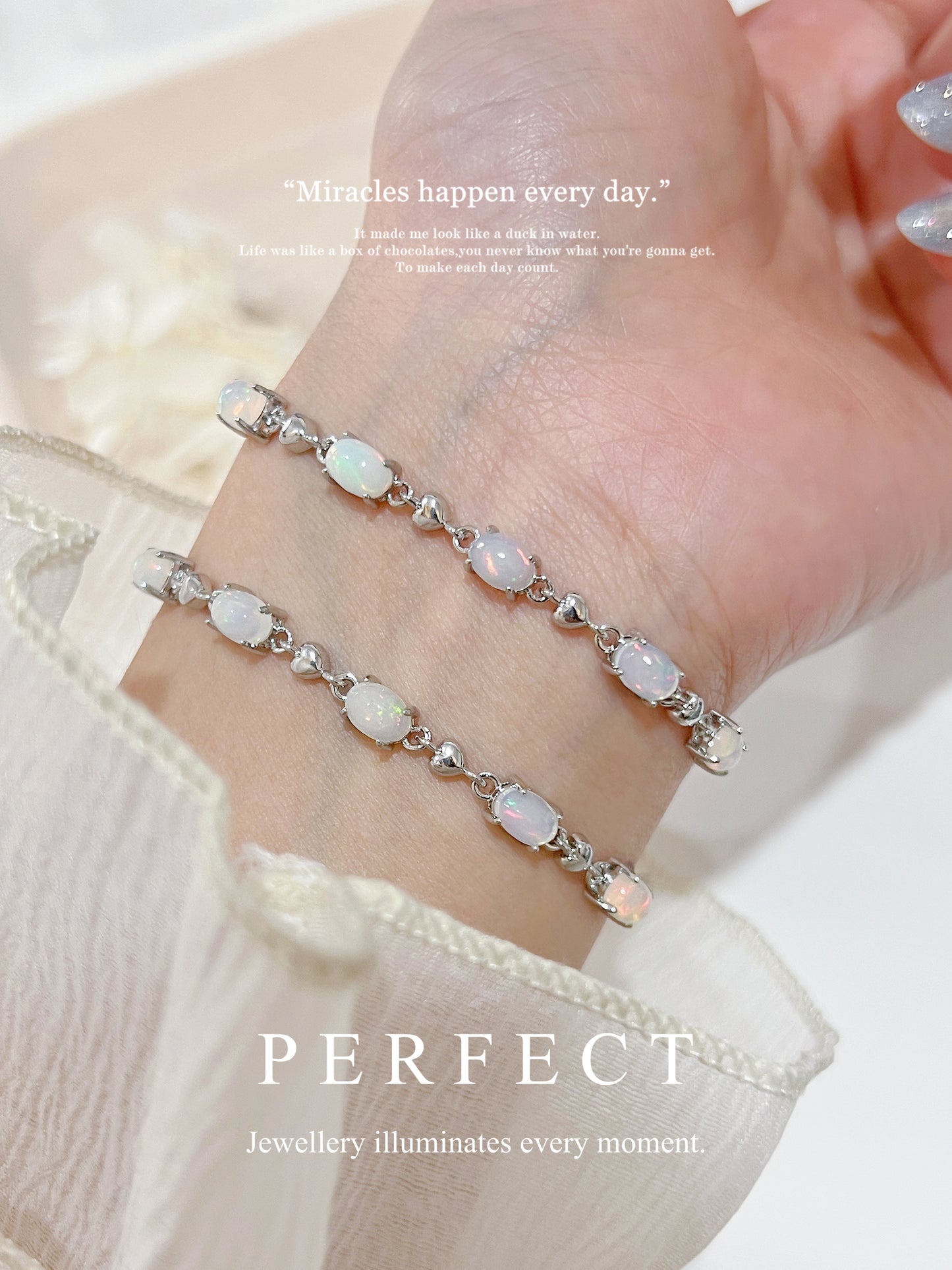 Opal Starry Brass Bracelet |澳寶愛心滿天星手鏈
