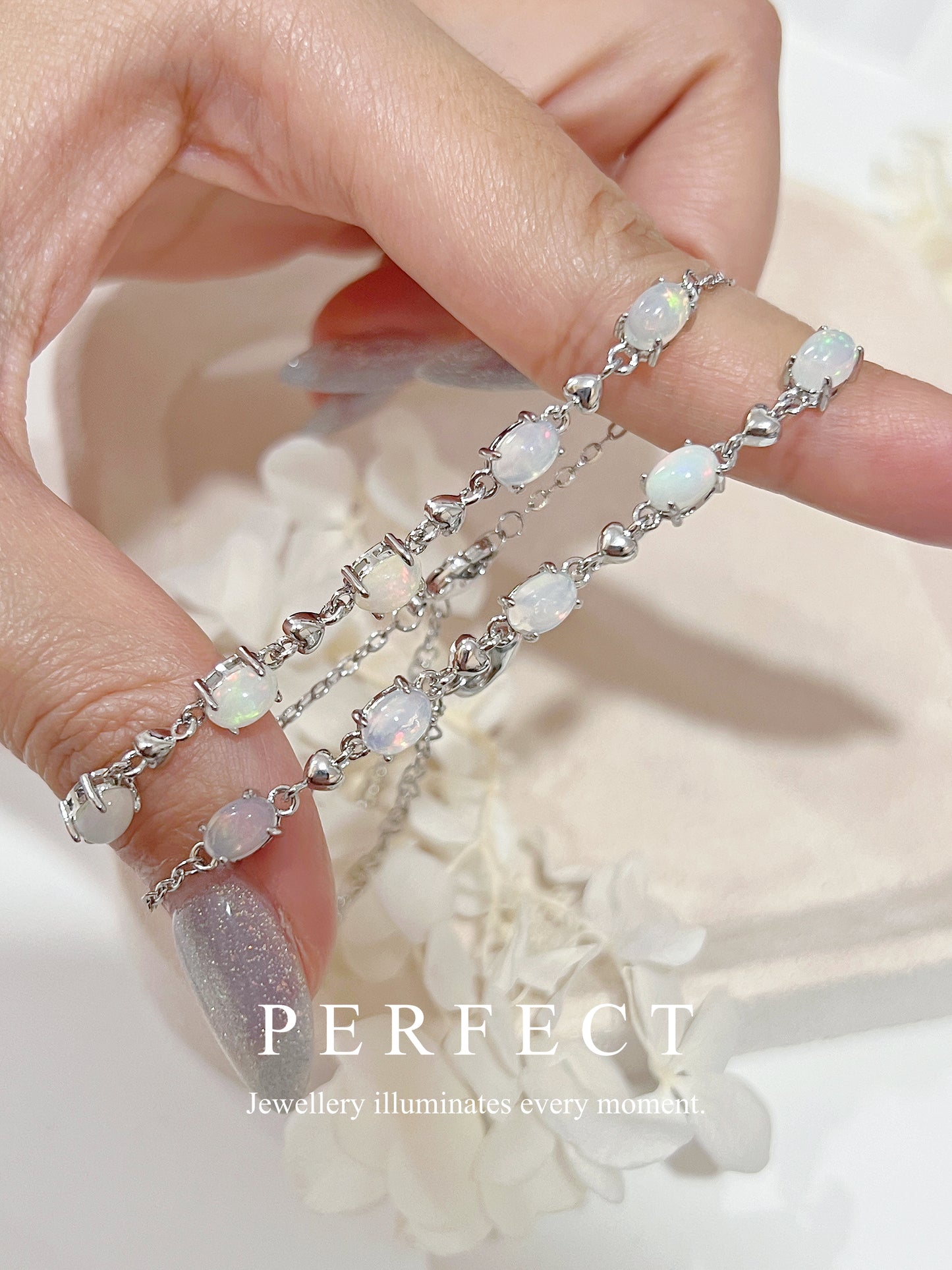 Opal Starry Brass Bracelet |澳寶愛心滿天星手鏈