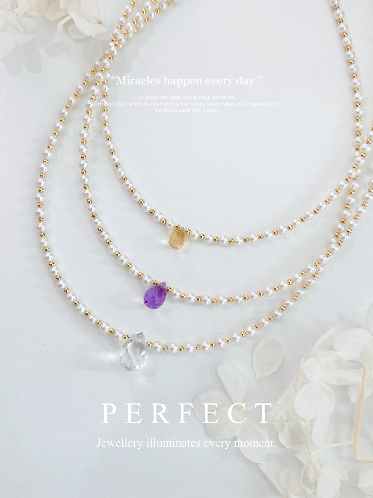 Morning Dew 💧✨Aurora Freshwater Pearl & Crystal | 極光淡水珍珠水晶項圈✨