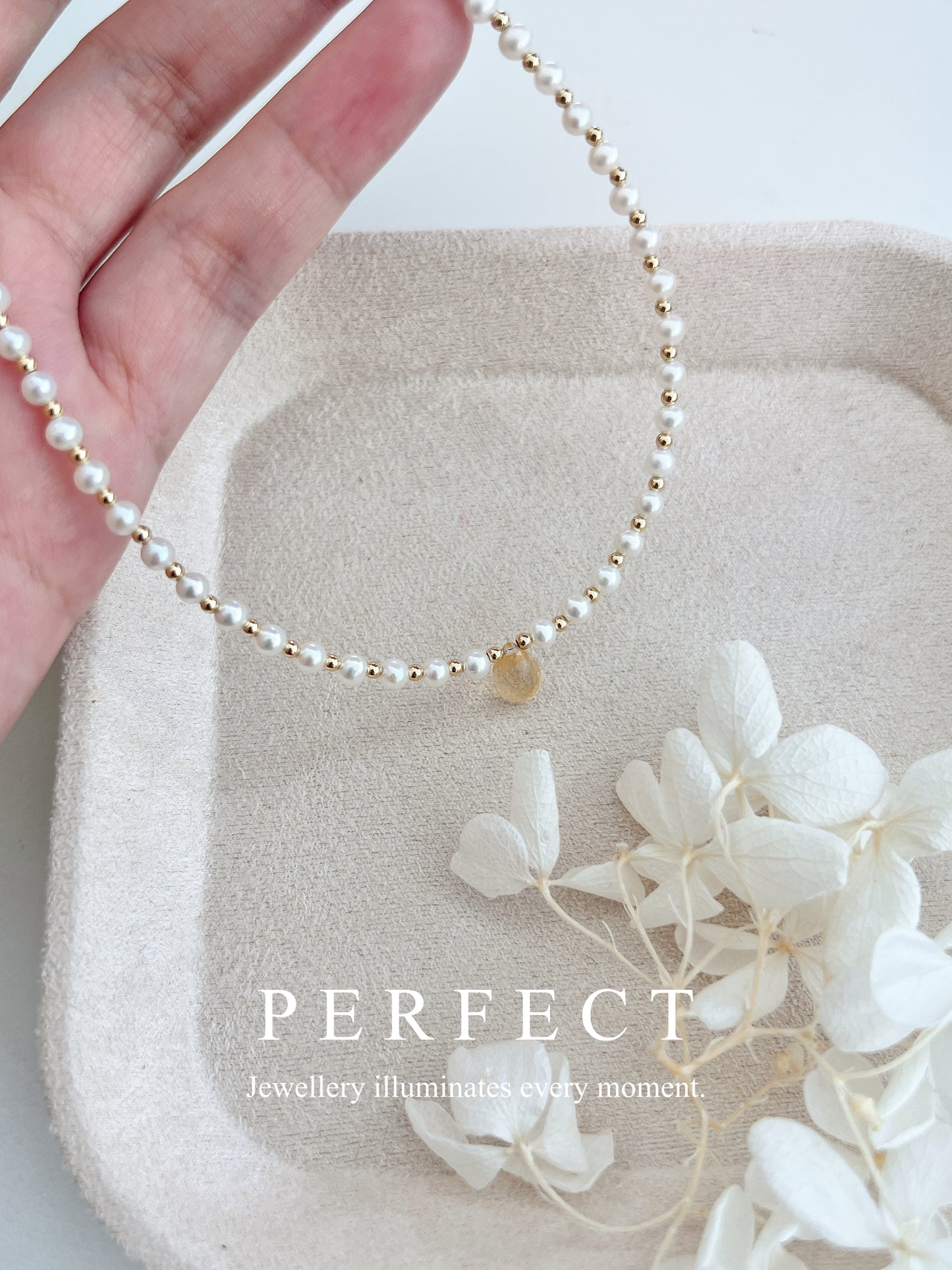 Morning Dew 💧✨Aurora Freshwater Pearl & Crystal | 極光淡水珍珠水晶項圈✨
