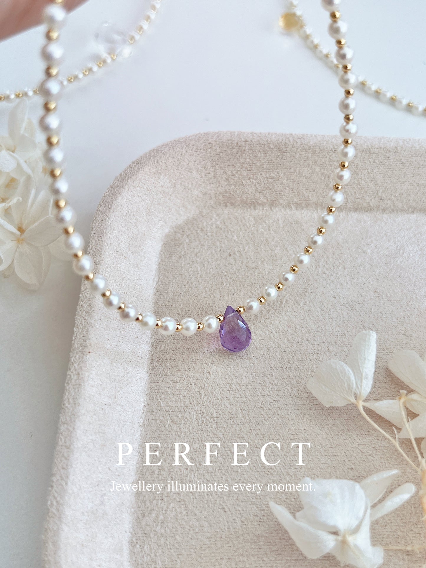 Morning Dew 💧✨Aurora Freshwater Pearl & Crystal | 極光淡水珍珠水晶項圈✨