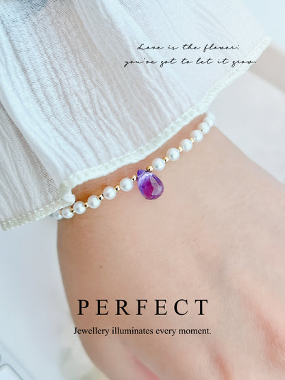 Morning Dew 💧✨Aurora Freshwater & Crystal Bracelet | 極光淡水珍珠水晶手鏈✨