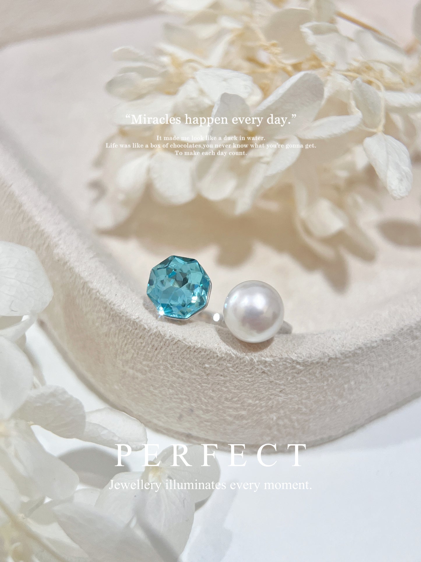 ✨Freshwater Pearl Brass Ring | 淡水珍珠藍鋯石戒指✨