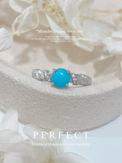 Sleeping Beauty Turquoise Brushed S925 Ring |美國綠松拉絲戒指