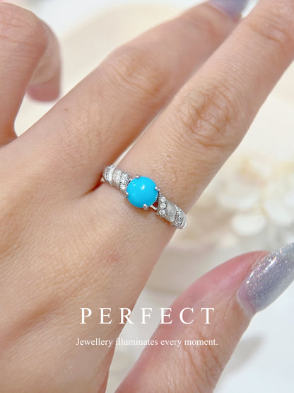 Sleeping Beauty Turquoise Brushed S925 Ring |美國綠松拉絲戒指