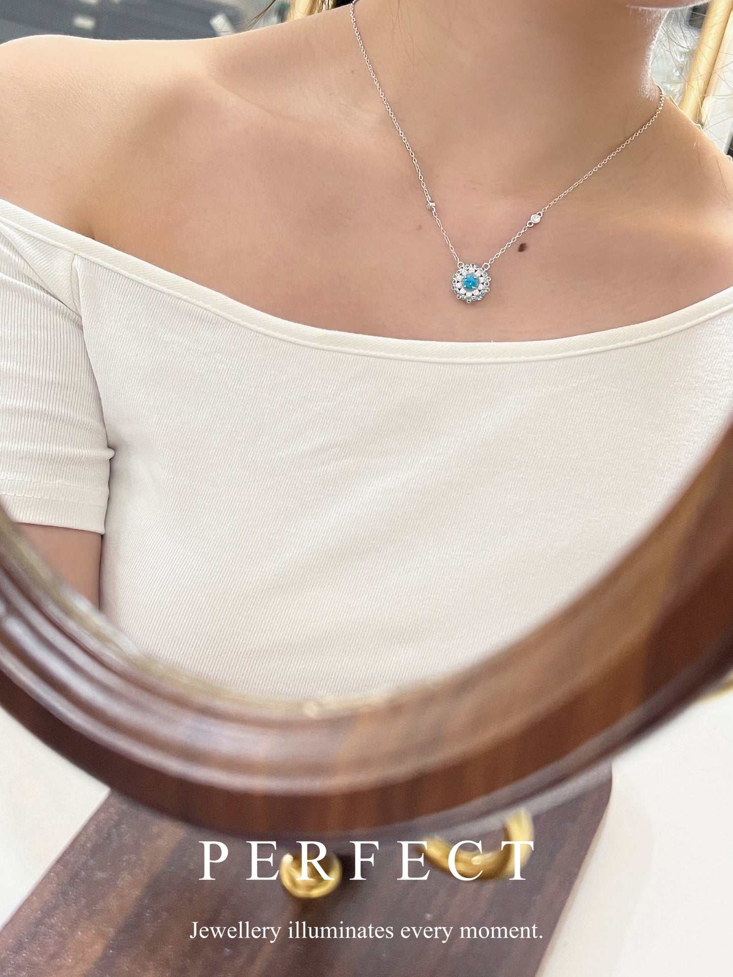 Sleeping Beauty Turquoise S925 Necklace | 美國綠松小雛菊頸鏈
