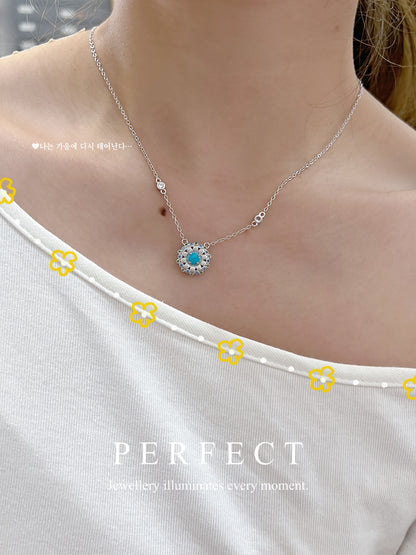 Sleeping Beauty Turquoise S925 Necklace | 美國綠松小雛菊頸鏈
