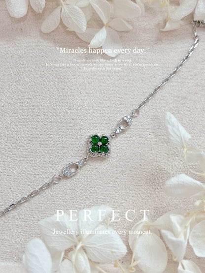 Jade Clover Brass Bracelet | 翡翠四葉草🍀手鏈✨