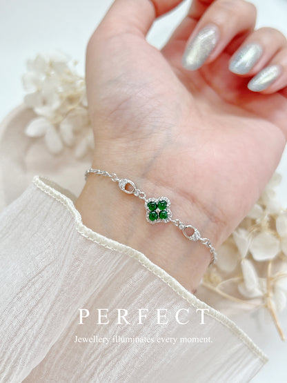 Jade Clover Brass Bracelet | 翡翠四葉草🍀手鏈✨