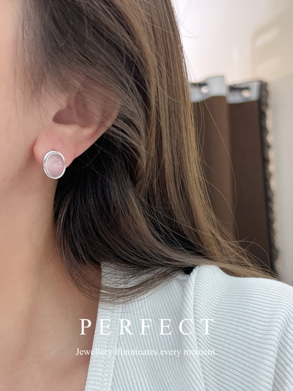 ✨🐈‍⬛Cat's Eye Moonstone S925 Earrings ｜ 貓眼白月光橢圓耳釘✨🤍