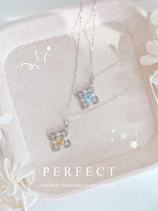 Gemstone S925 Lace Clover Pendant | 寶石蕾絲四葉草🍀吊墜