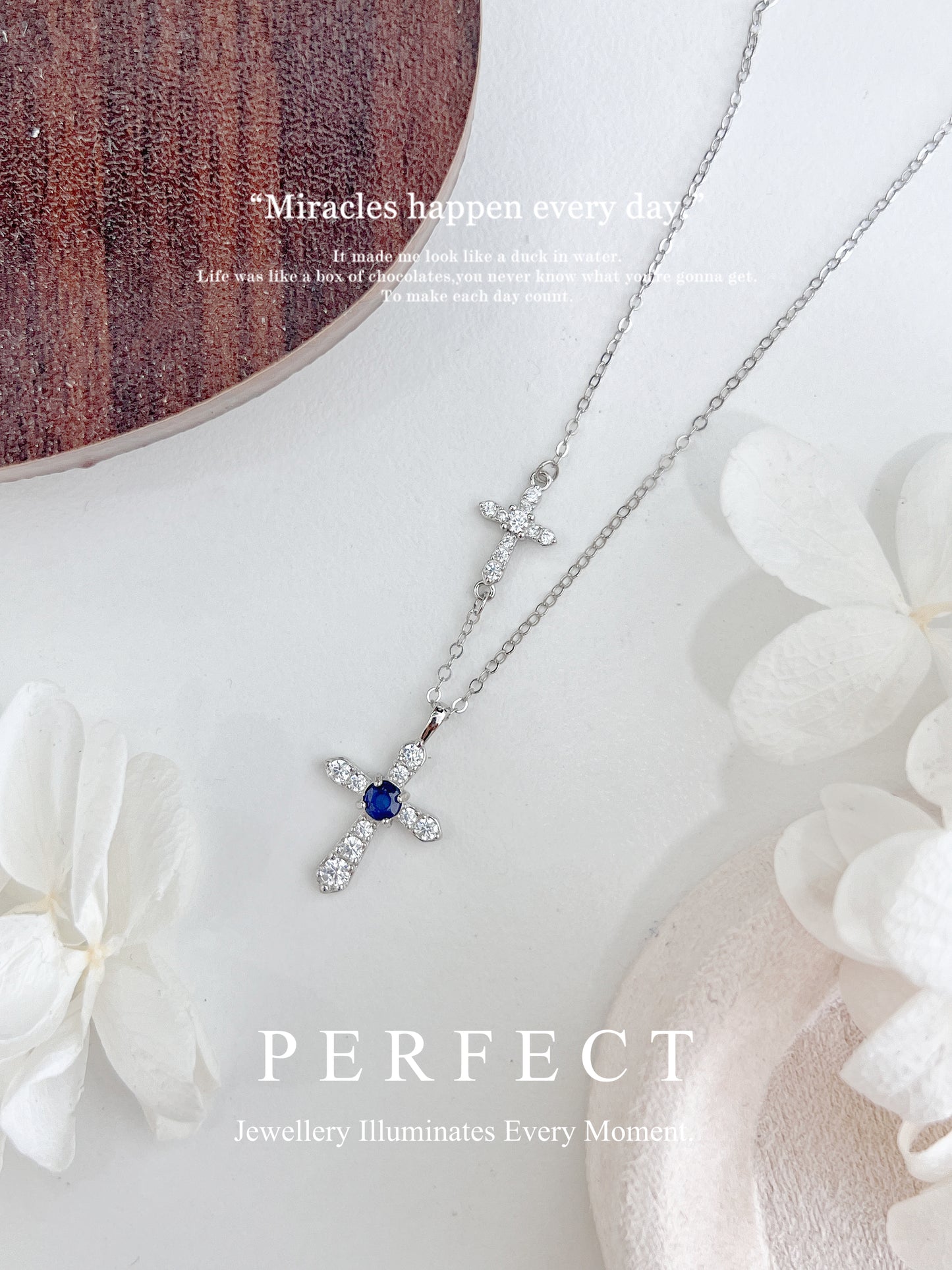 Blue Sapphire S925 Cross Necklace | 藍寶石十字架頸鏈✨