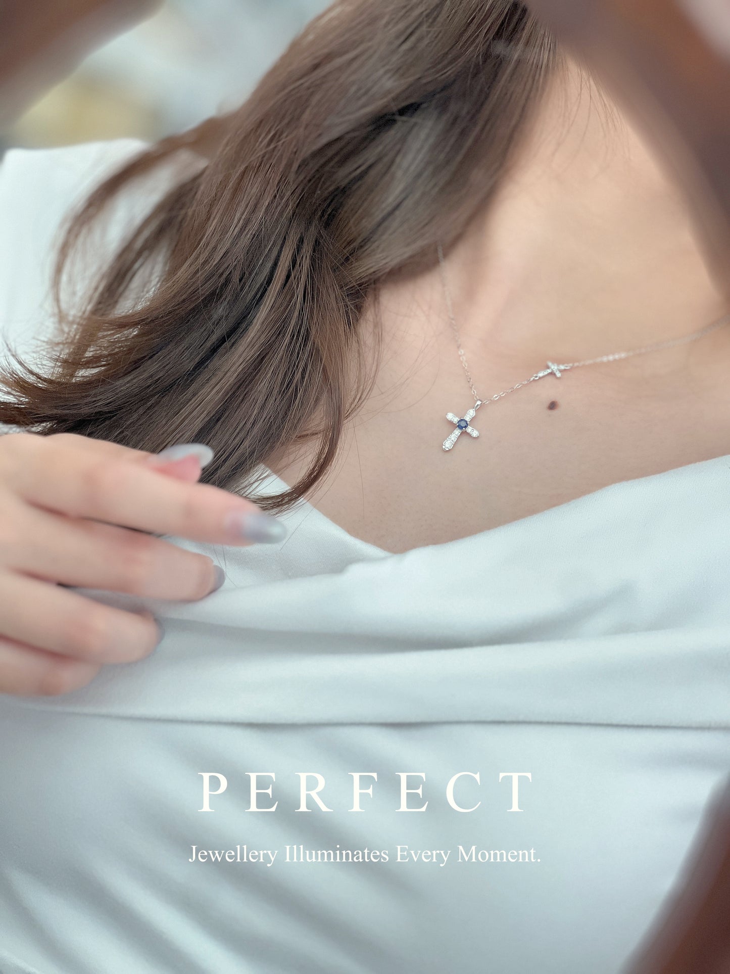 Blue Sapphire S925 Cross Necklace | 藍寶石十字架頸鏈✨