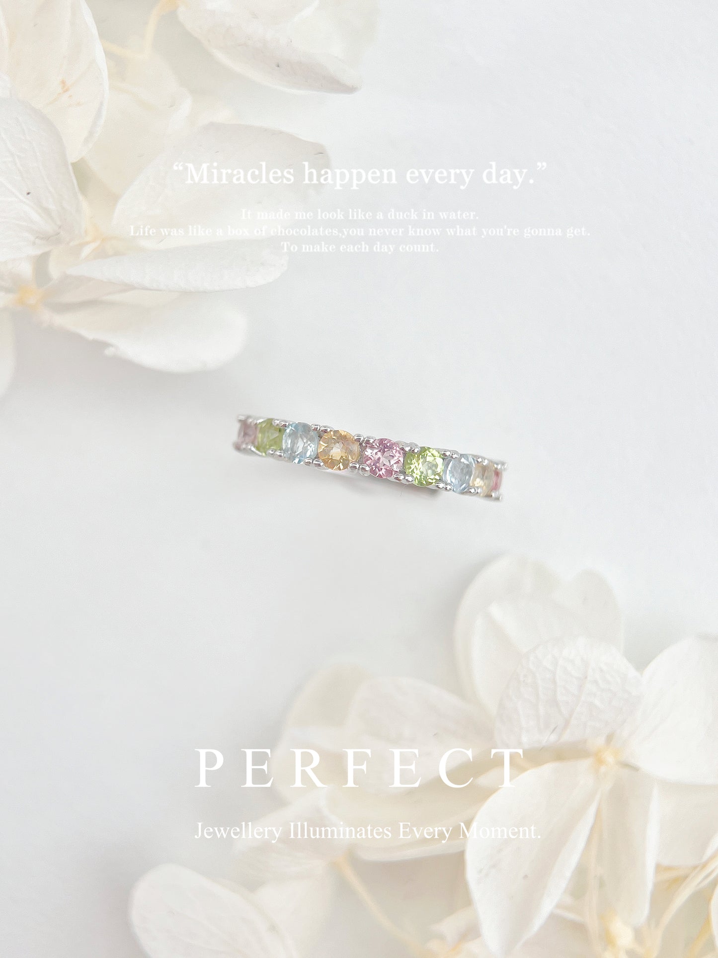 Gemstone & Moissanite S925 Half-eternity Ring | 寶石莫桑石排戒✨