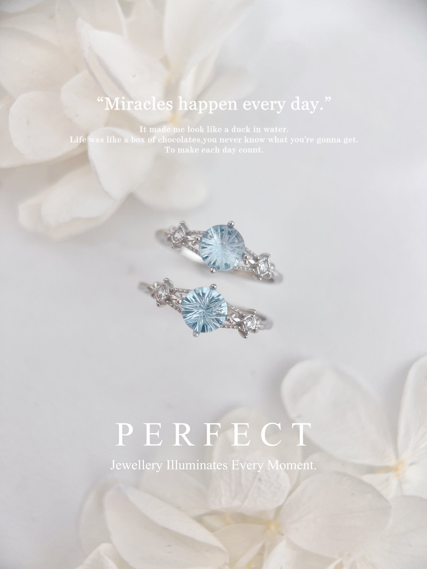 Sky Blue Topaz S925 Ring | 天空藍托帕石三石款戒指✨