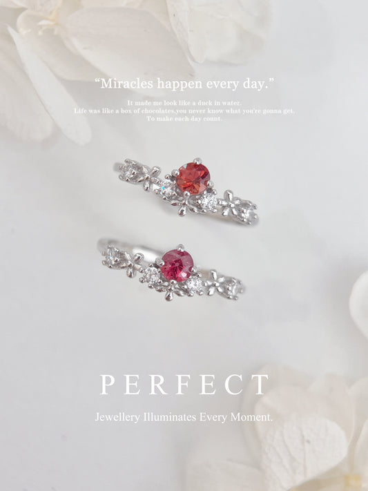 Red Spinel Floral S925 Ring ｜紅尖晶花花戒指✨♥️