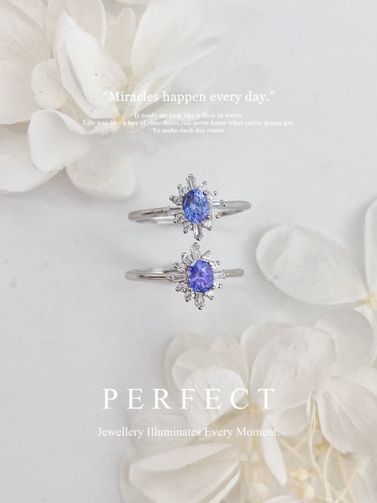 Tanzanite Halo S925 Ring ｜ 坦桑石十字圍鑲戒指✨