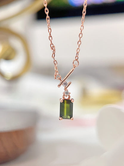 Green Tourmaline Necklace | 綠碧璽方形北極星💫項鏈✨