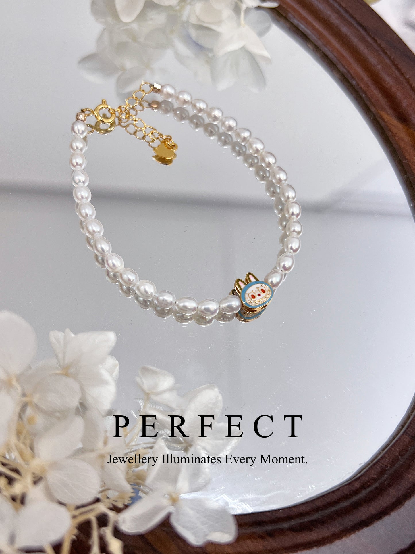 Freshwater Pearl Labubu S925 Bracelet | Labubu淡水極光米珠手鏈