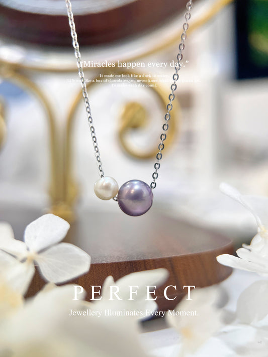 [Align] Freshwater Pearl Necklace | 紫白配淡水珍珠項鍊