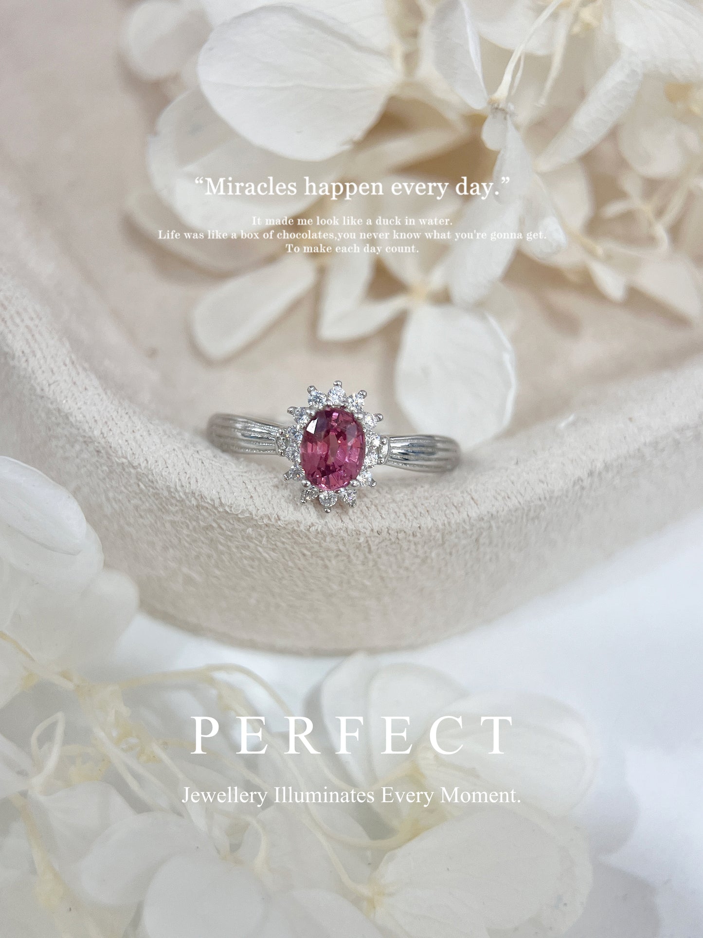 Pink Spinel S925 Ring ｜ 粉尖晶圍鑲戒指