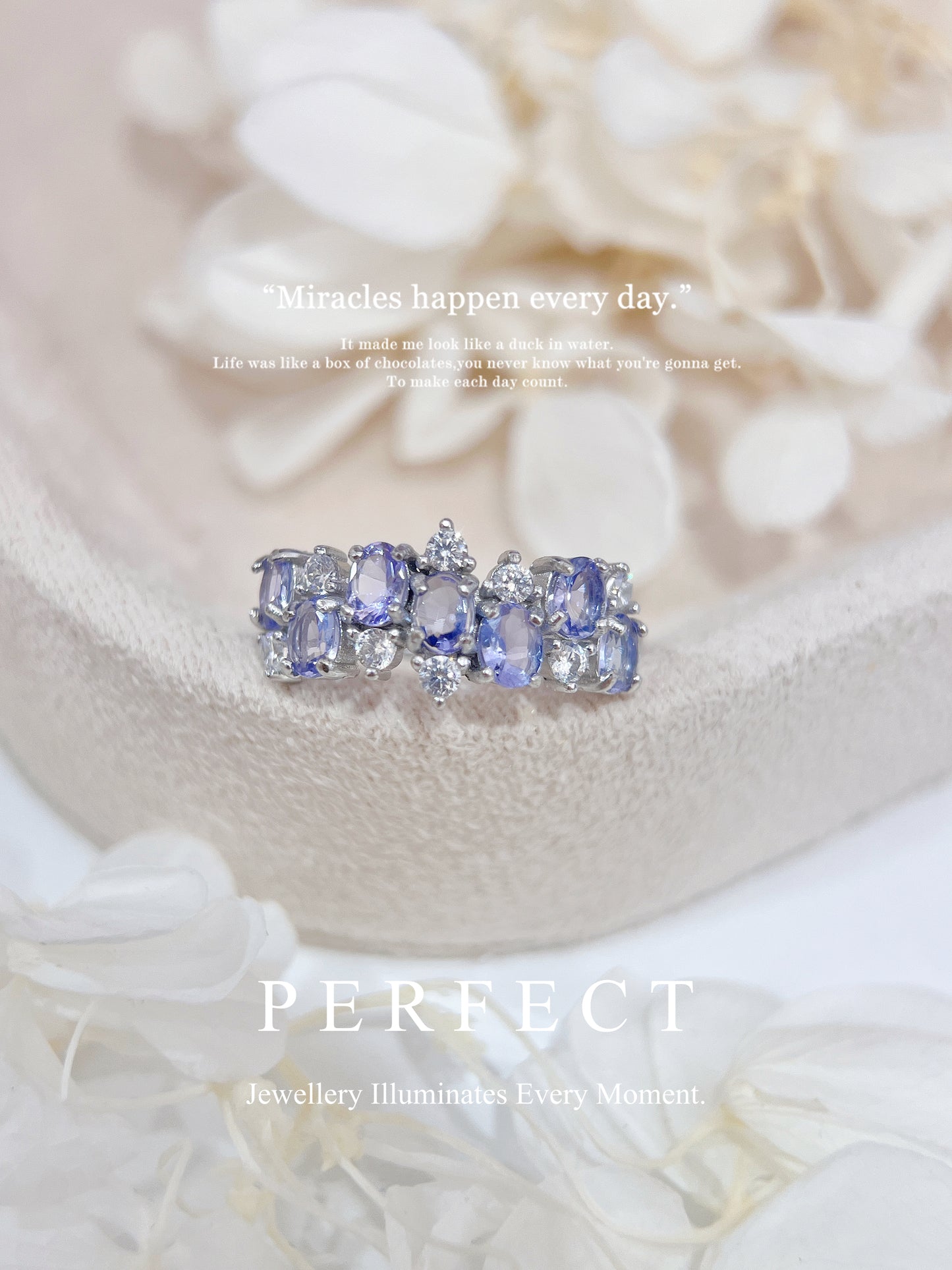 Tanzanite S925 Ring | 坦桑石不規則排戒✨💜