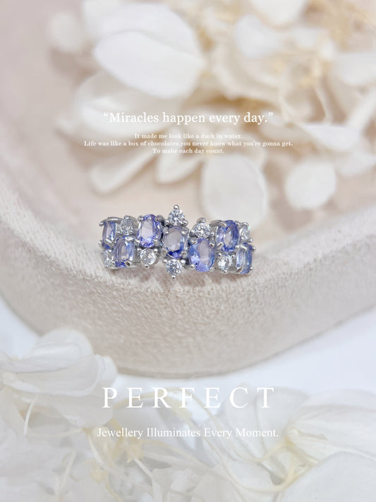 Tanzanite S925 Ring | 坦桑石不規則排戒✨💜