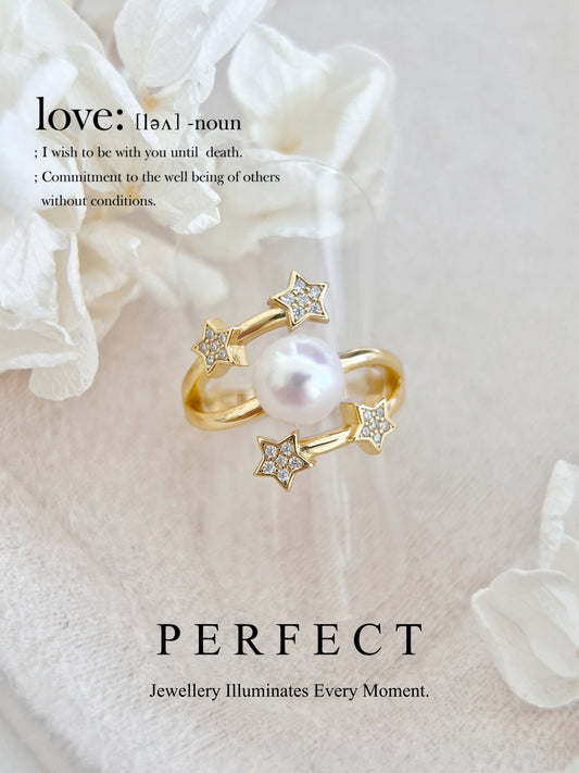 7.5-8mm Freshwater Pearl Starry S925 Ring | 淡水珍珠星軌戒指