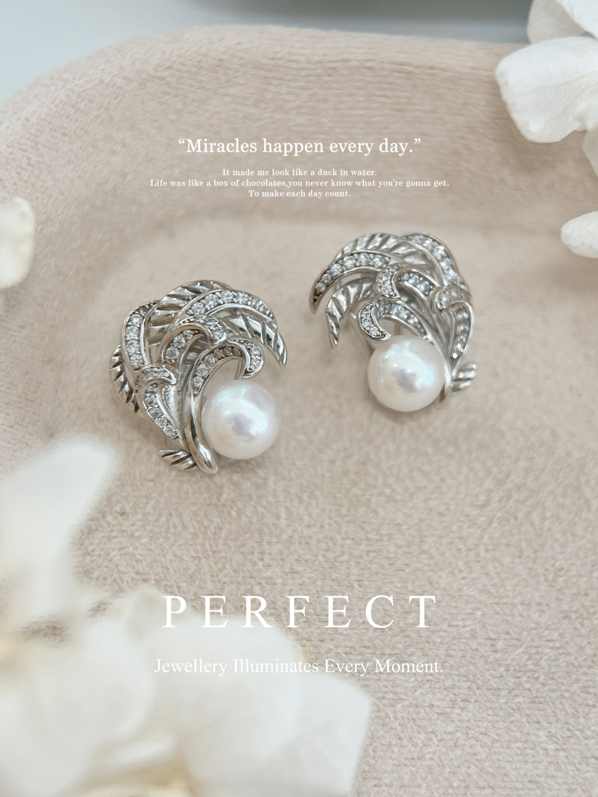 6.8mm Freshwater Pearl Feather S925 Earrings | 淡水珍珠羽毛耳釘