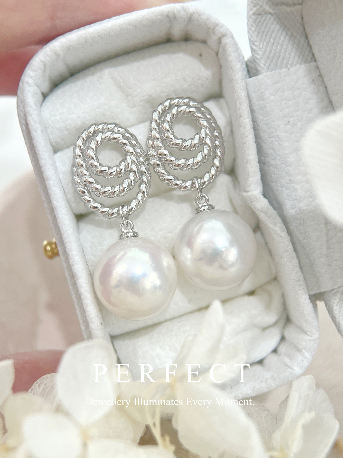 12.8mm Freshwater Pearl S925 Earring | 淡水珍珠麻花圈圈耳釘