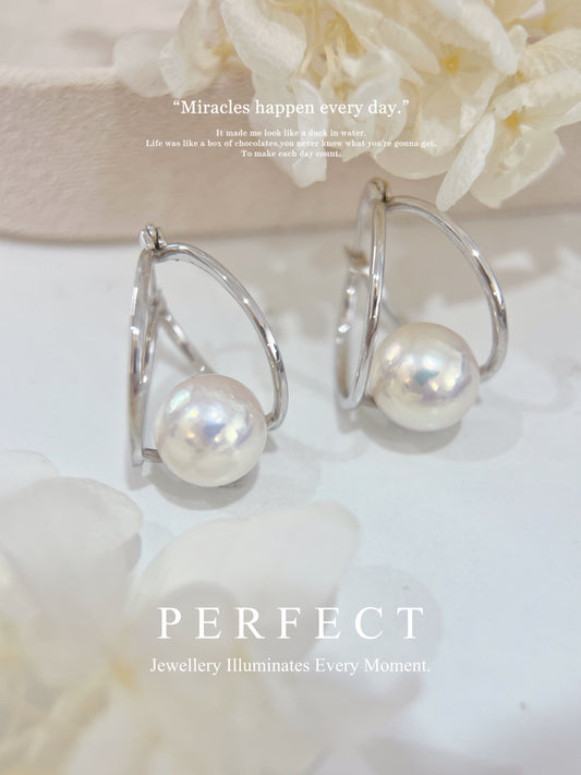 10.4mm Freshwater Pearl S925 Ear Hoop | 淡水極光粉珍珠耳圈