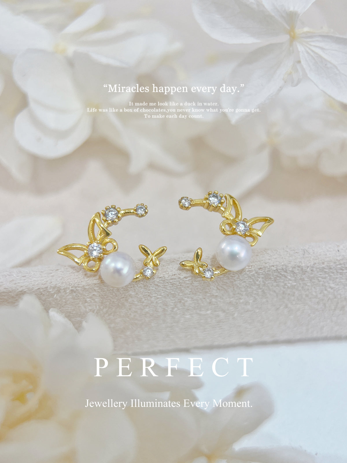 4.9mm Freshwater Pearl Nabi S925 Earrings | 淡水珍珠蝴蝶耳釘