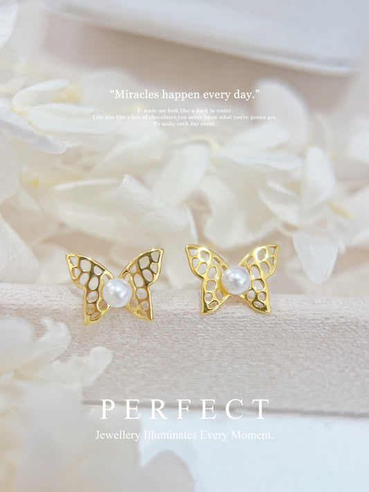 3.5-4mm Freshwater Pearl S925 Nabi Earrings | 淡水珍珠小蝴蝶耳釘