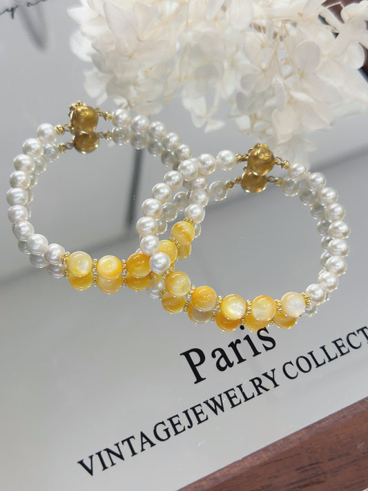 Golden MOP Freshwater Pearl Bracelet | 金蝶貝&淡水珍珠錢袋子手鏈